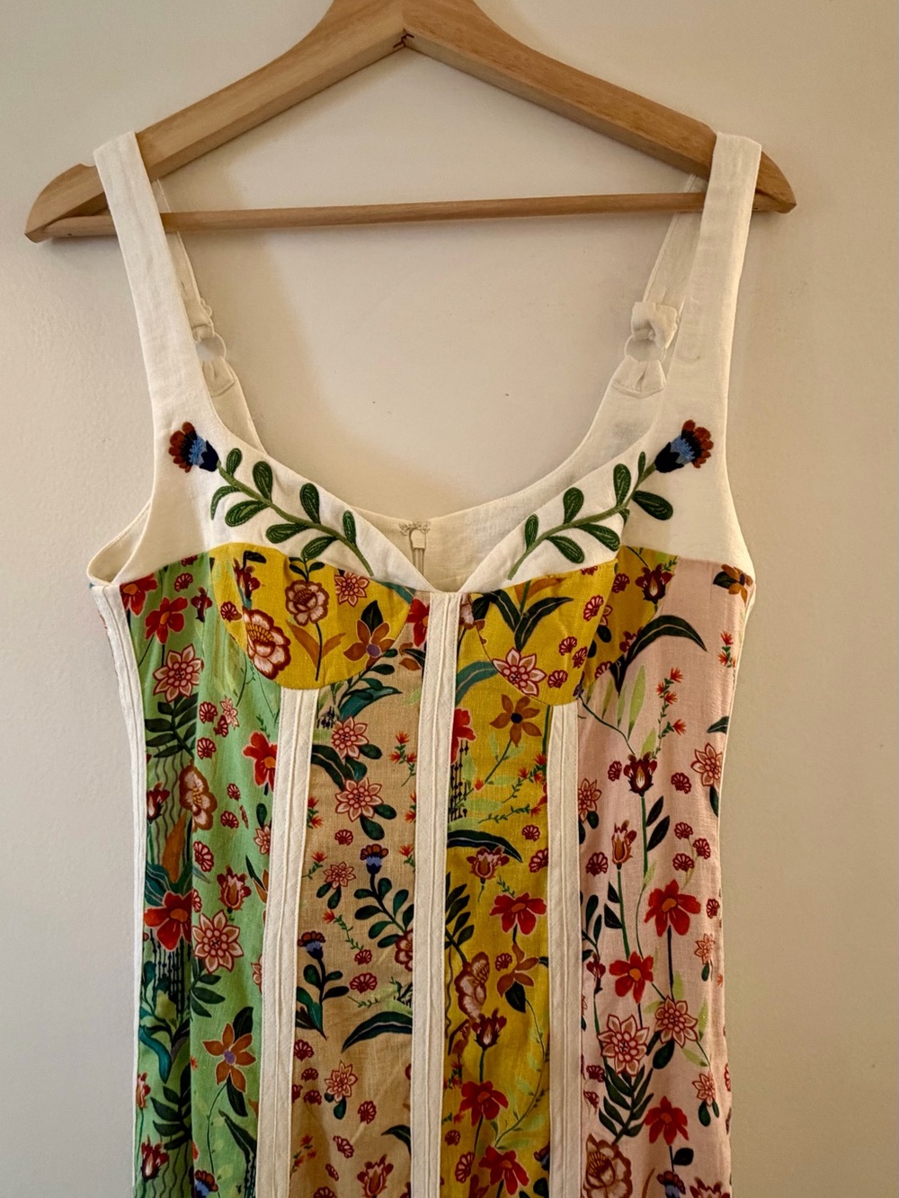 Christian Lacroix Yellow, Cream and Mint Floral Stripe Boho Midi Dress Size 2 - Picture 2 of 7